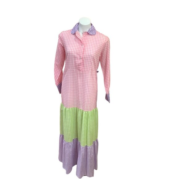 1960's Lady Waterbury Gingham Maxi Dress - Picture 1 of 12